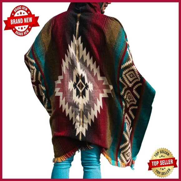 Other - Handmade Alpaca Wool Poncho Hooded Oversized Mens Outerwear